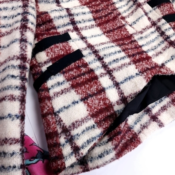 Derek Lam 10 Crosby Wool Blazer White Red Plaid Sz 4 - Picture 8 of 12